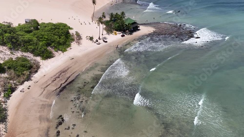 Genipabu Beach At Extremoz Rio Grande Do Norte Brazil. Stunning Tropical Coastline Beach Scene Viewed From Above. Shore Clouds Sky Beach Sea. Shore Seaside Panoramic. Extremoz Rio Grande do Norte. photo