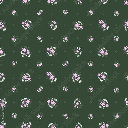 Cute hand drawn ditsy seamless pattern, lovely floral background, great for textiles, banners, wallpapers, wrapping - vector design