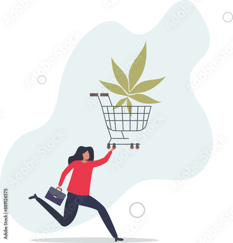 Purchasing cannabis CBD or buying marijuana for medical concept.flat design.illustration with people.