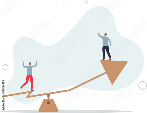 Investment stock market volatility, financial asset value going up and down or profit growth rising up .flat design.illustration with people.