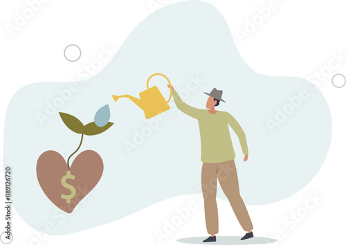Dividend investment, prosperity and economic growth or saving and business profit concept.flat design.illustration with people.