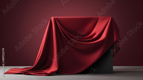 Red Cloth Draped Over Black Box