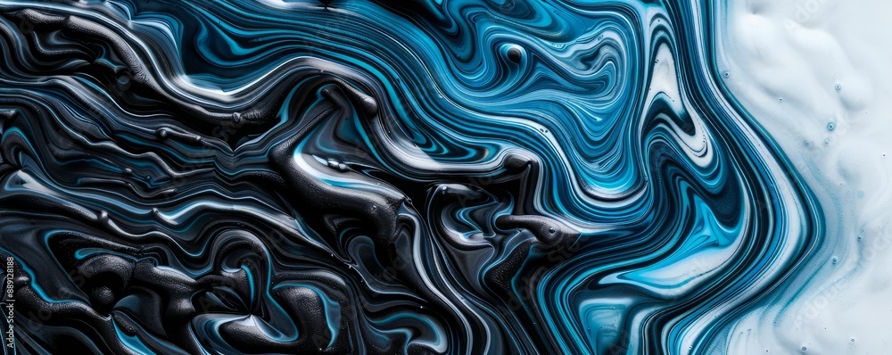 Abstract swirling blue and black marble background. Abstract swirling blue and black marble background.