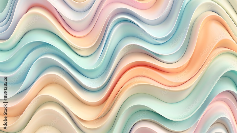 Fototapeta premium Abstract background with wavy lines in pastel colors.
