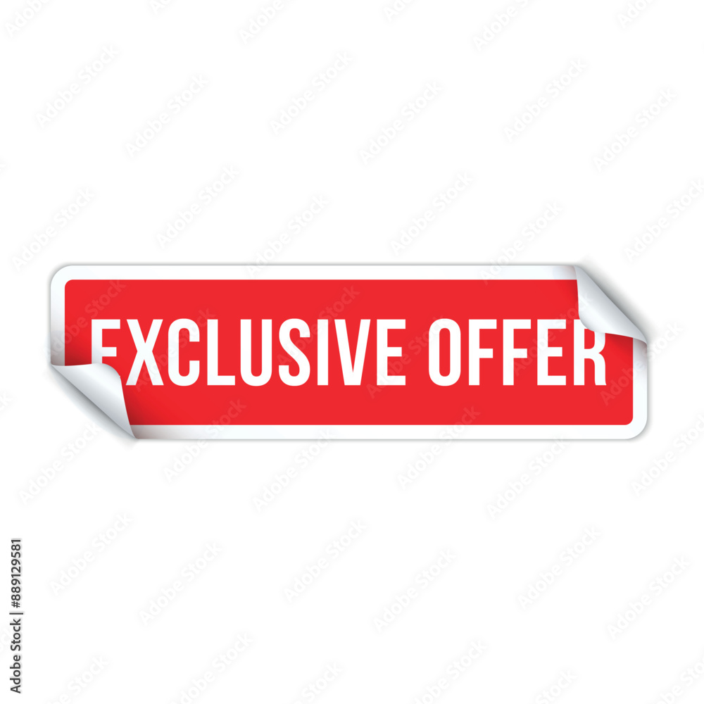 Red sale sticker with peeling corner Red sale sticker with peeling corner