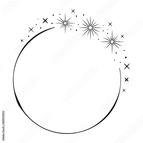 Simple black starburst circle frame design for decoration