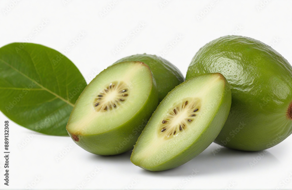 Feijoa, herbal medicine isolated on white background Feijoa, herbal medicine isolated on white background