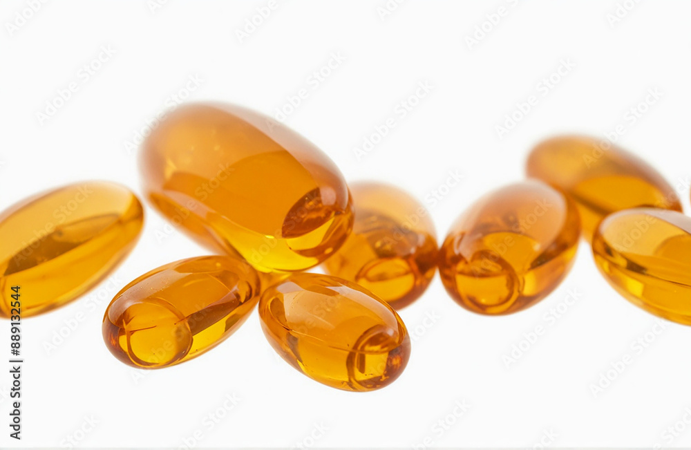 Fish oil capsules isolated on white background Fish oil capsules isolated on white background