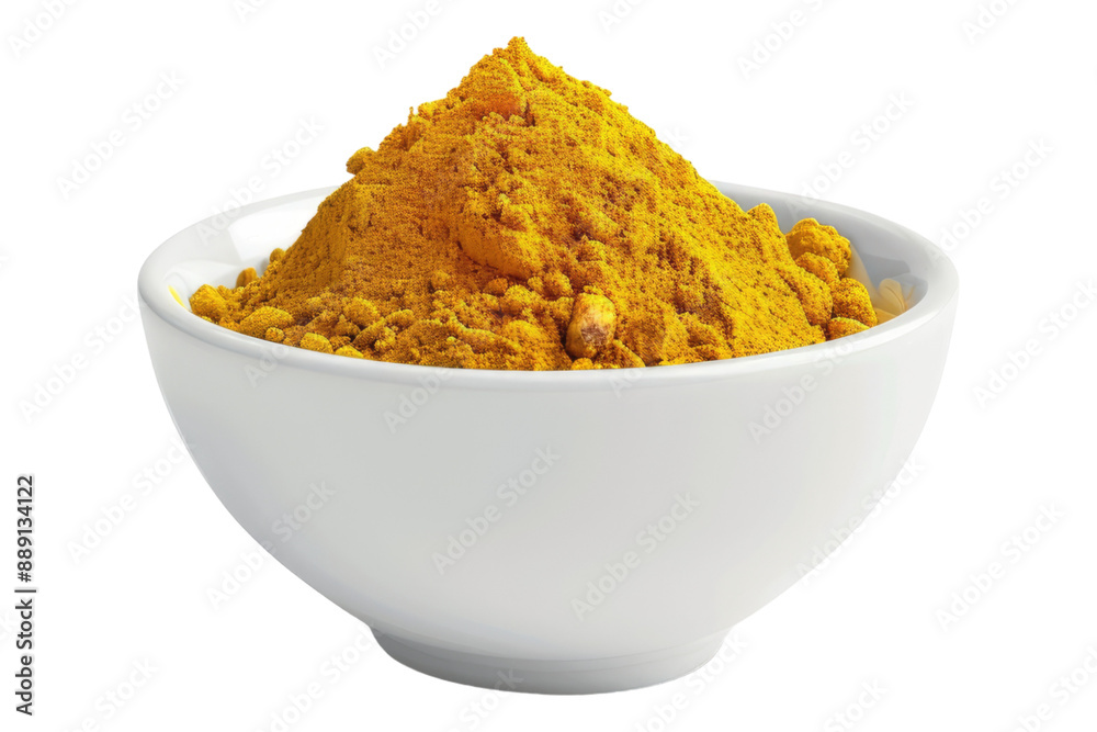 Turmeric powder in bowl isolated on transparent background Turmeric powder in bowl isolated on transparent background