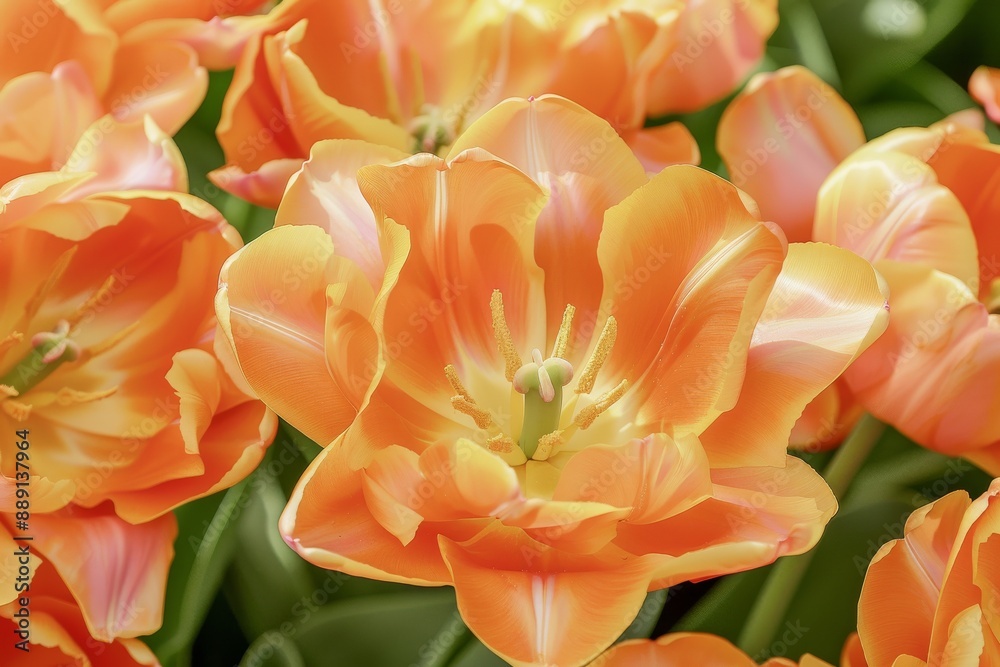 Bright yellow-orange tulip flower isolated on white background.. Beautiful simple AI generated image in 4K, unique. Bright yellow-orange tulip flower isolated on white background.. Beautiful simple AI generated image in 4K, unique.