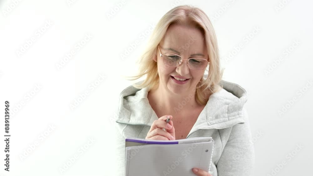 Close up shot of unrecognizable left-handed woman writing in copy book, studying at desk at home, free space. Woman writing with pen Close up shot of unrecognizable left-handed woman writing in copy book, studying at desk at home, free space. Woman writing with pen