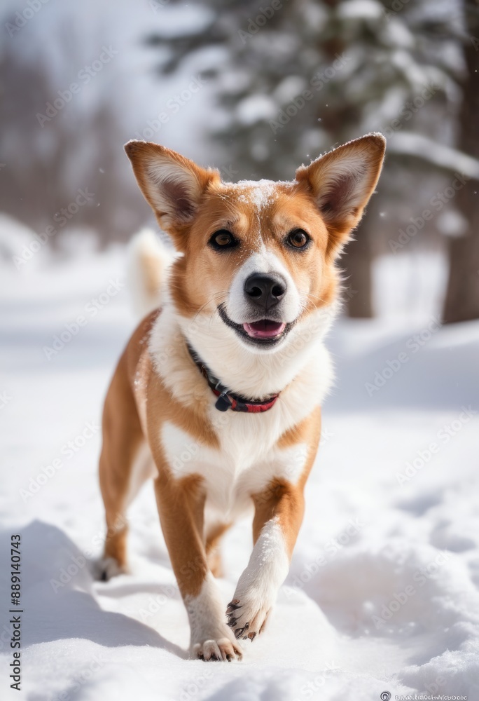 Sarabi dog playing gleefully in a snowy landscape, leaving paw prints on untouched white blankets of snow. Sarabi dog playing gleefully in a snowy landscape, leaving paw prints on untouched white blankets of snow.