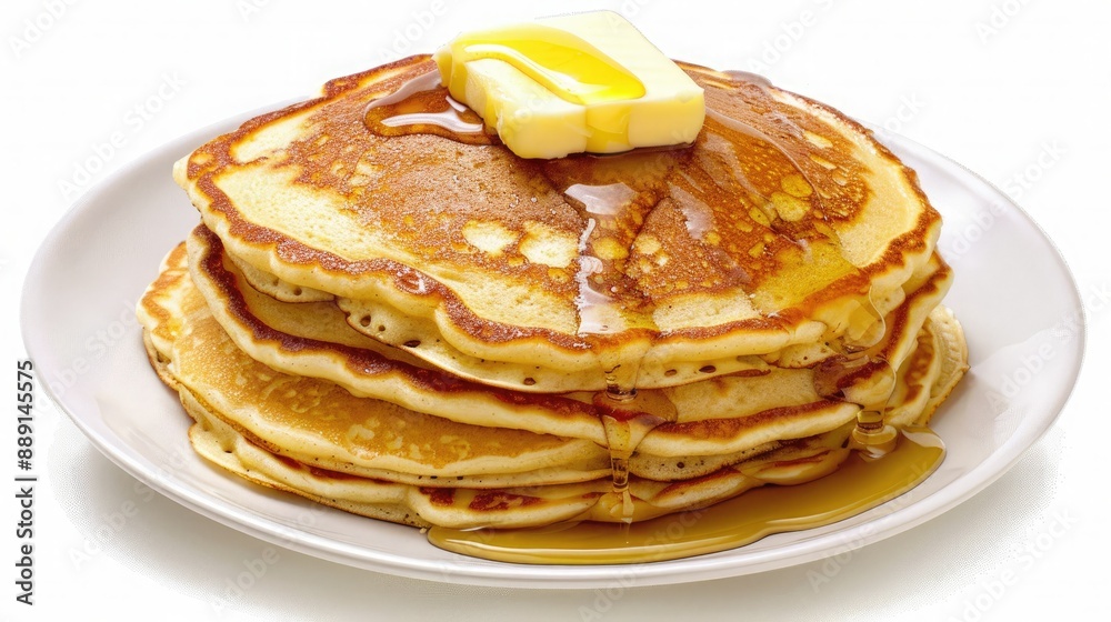 A Stack of Buttery Pancakes Drizzled With Syrup A Stack of Buttery Pancakes Drizzled With Syrup