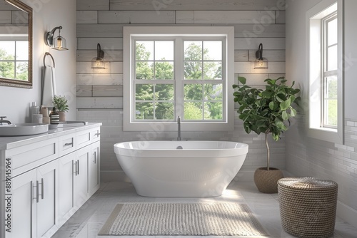 Bathroom with Modern Fixtures and Clean Design: A minimalist bathroom mockup featuring modern fixtures and a clean design.