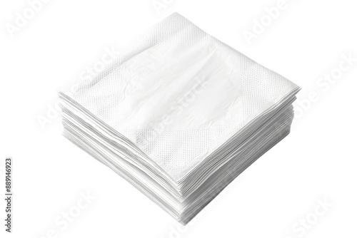 White stack napkin isolated on transparent background