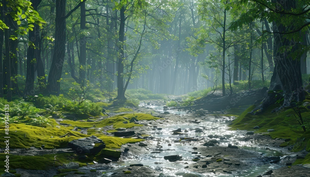 Fototapeta premium Embark on a Journey of Teamwork and Adventure A Challenging Game that Fosters Integration in a Serene Forest Setting