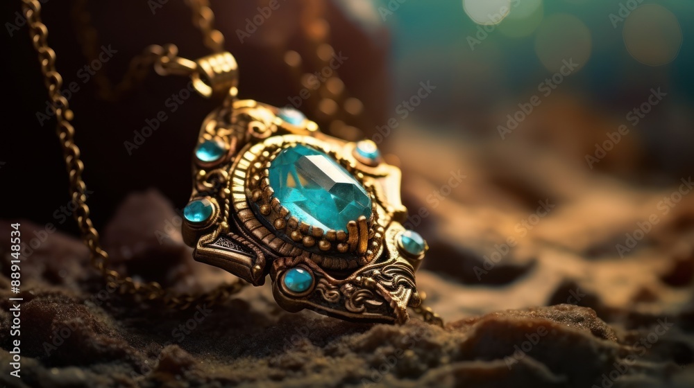 Ornate Pendant with Blue Gemstone Ornate Pendant with Blue Gemstone