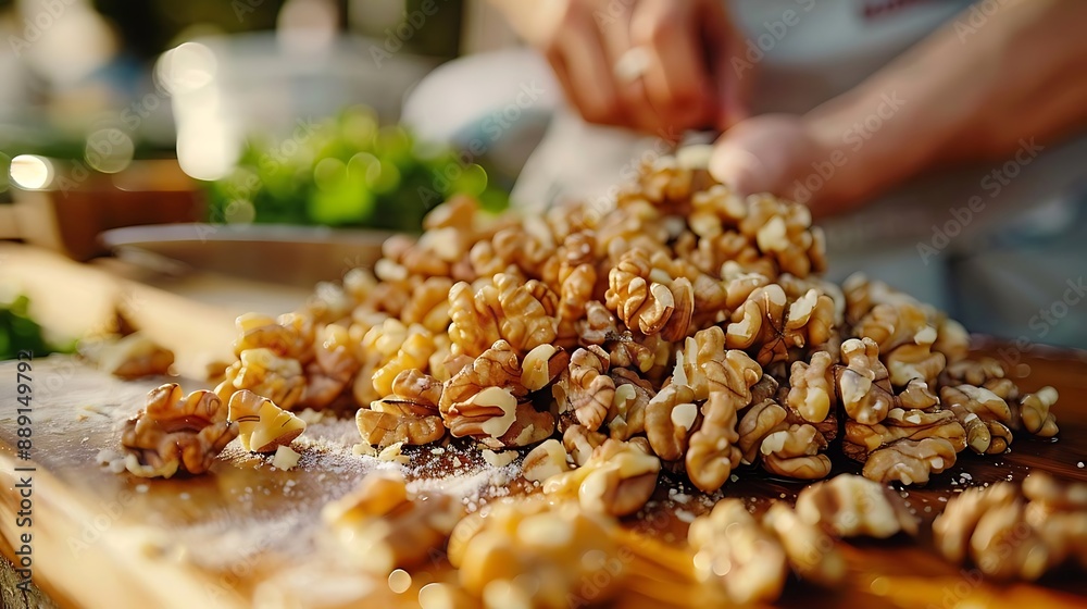 Close-up of Walnuts on a Wooden Surface - Food Photography Close-up of Walnuts on a Wooden Surface - Food Photography