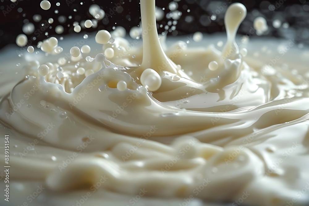Milk Splash Photography -  Creamy White Liquid  Droplets Splashes