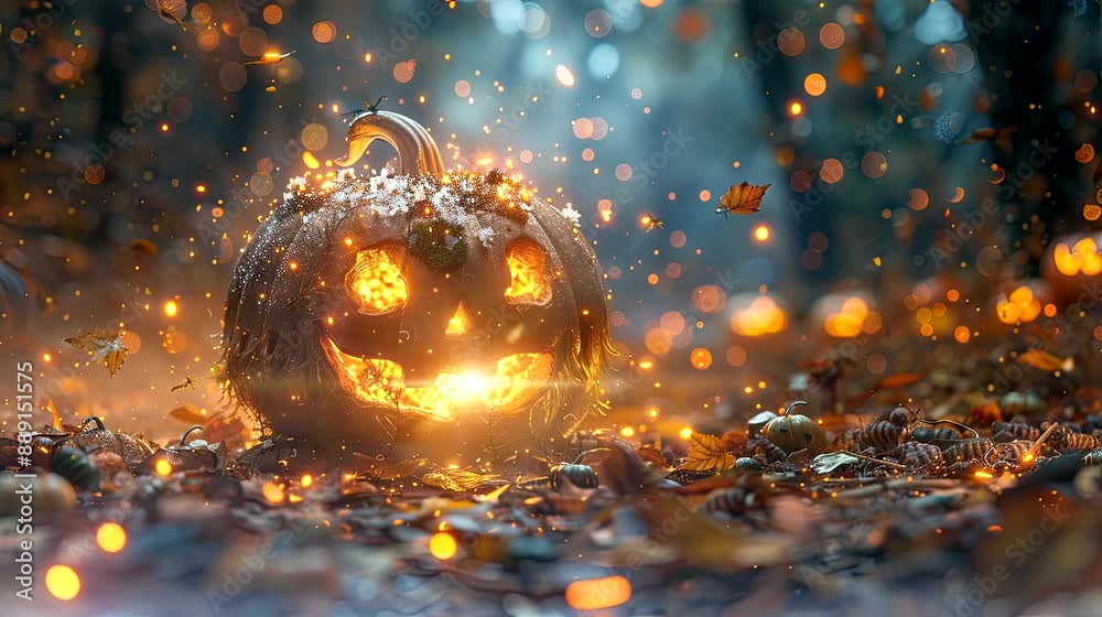 a world where animals have magical abilities and celebrate Halloween with spells and potions. seamless looping time-lapse virtual 4k video animation