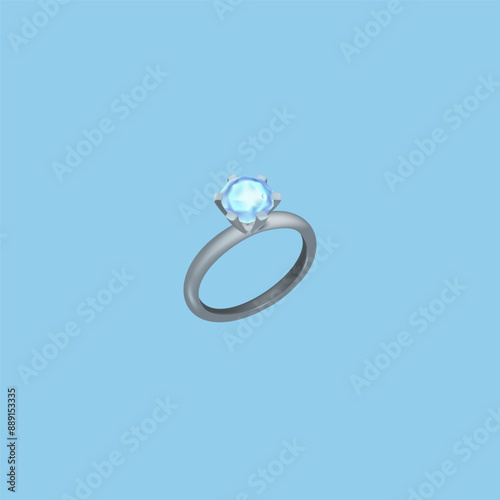 a wedding ring with a diamond on it. realistic 3d icon