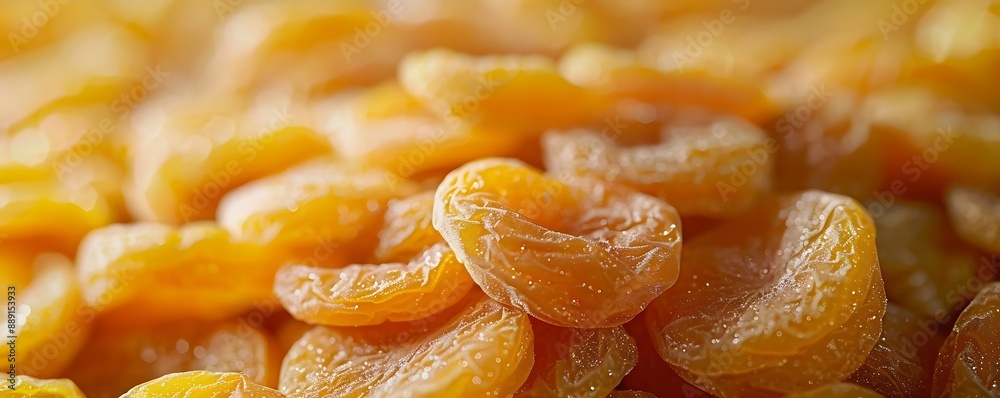 Close-up of Dried Apricots, Shiny and Wrinkled, Photo Close-up of Dried Apricots, Shiny and Wrinkled, Photo