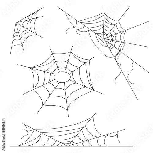 Halloween web background for party. Isolated objects on a transparent background. Doodle Hand Drawn Illustration