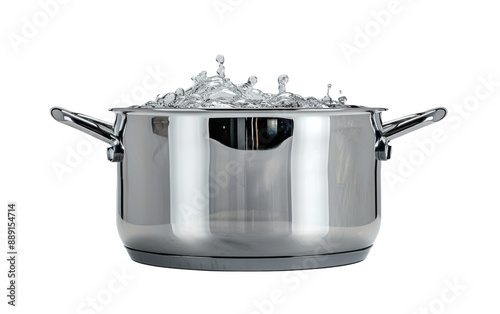 Stainless Steel Pot With Boiling Water and Splashes photo