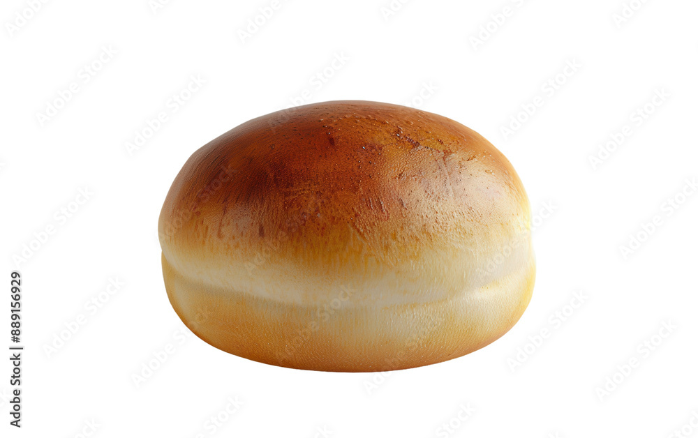 A Single, Soft, Golden Brown Bread Roll Isolated on White