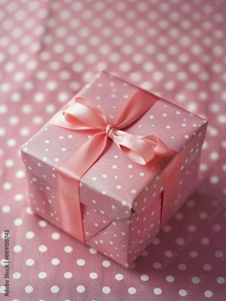 A small pink gift box tied with a pink bow, perfect for wrapping a small present or gift A small pink gift box tied with a pink bow, perfect for wrapping a small present or gift