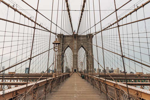 Empty Brooklyn Bridge in the morning