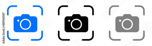 Photo focus icon. Ar camera sign. Camera capture symbol. Take a picture illustration.