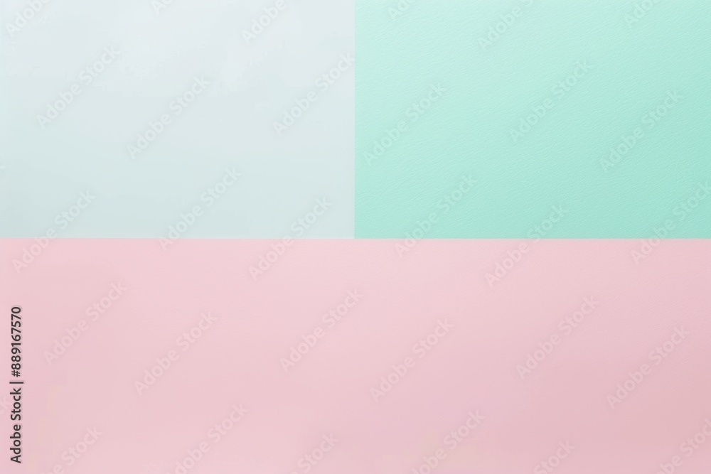 Fototapeta premium Harmonious pastel background with pink, green, and blue rectangles evokes tranquility and simplicity for design projects