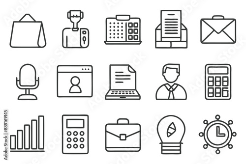 Creative Office 25 Black icon pack Such As presentation analytics businessman supplies office