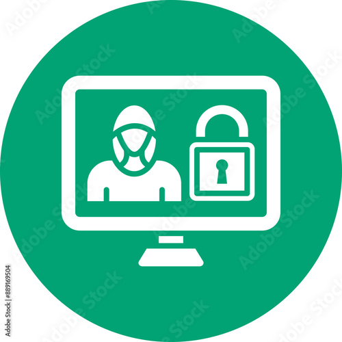 Cyber attack glyph circle icon