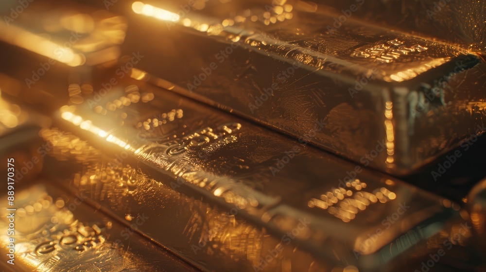 Close-up of gold bars stacked high. This image can be used for articles about finance, wealth, and investment. Close-up of gold bars stacked high. This image can be used for articles about finance, wealth, and investment.