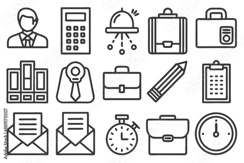Creative Office 25 Black icon pack Such As presentation analytics businessman supplies office