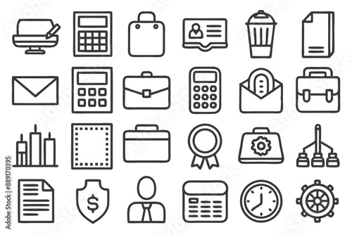 Creative Office 25 Black icon pack Such As presentation analytics businessman supplies office