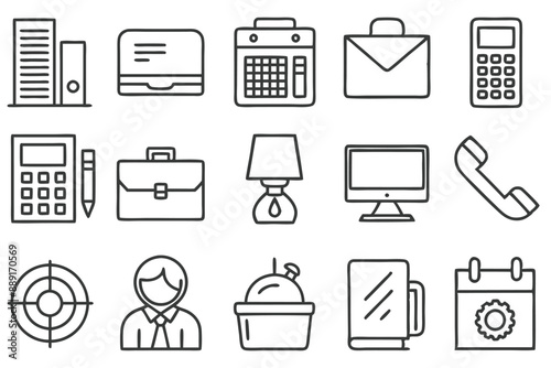 Creative Office 25 Black icon pack Such As presentation analytics businessman supplies office