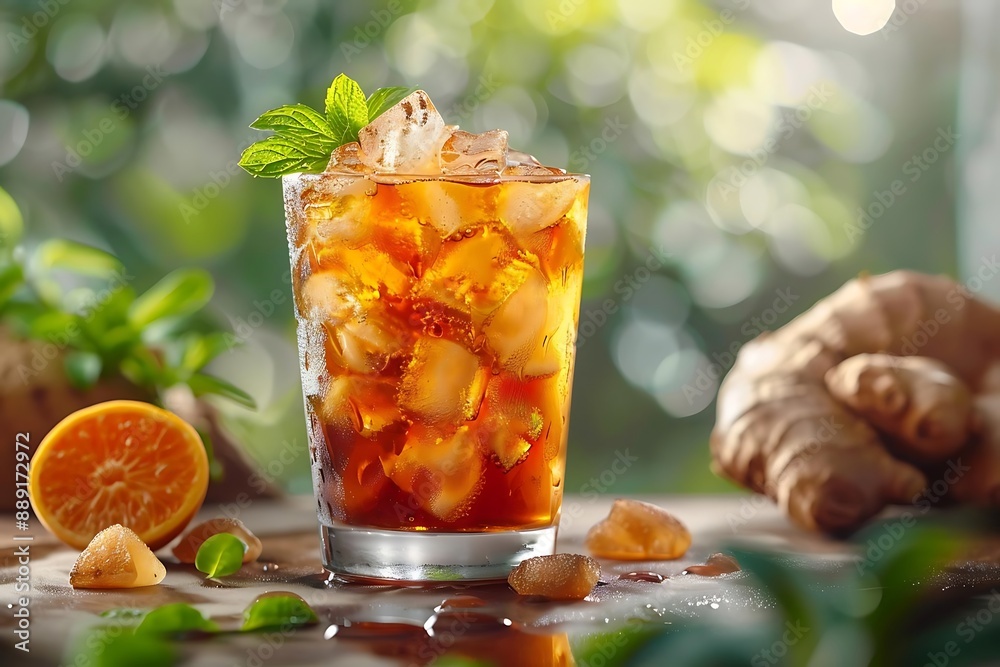 Refreshing Iced Tea with Mint and Ginger - A Summer Beverage Photography Refreshing Iced Tea with Mint and Ginger - A Summer Beverage Photography