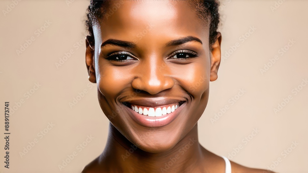 Smiling beautiful Woman on light background with empty space from left Smiling beautiful Woman on light background with empty space from left