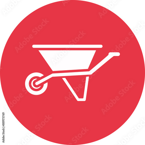 Wheelbarrow glyph circle icon