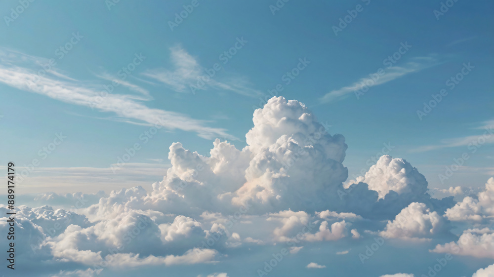 A stunning sky filled with fluffy clouds, representing the ethereal beauty of nature A stunning sky filled with fluffy clouds, representing the ethereal beauty of nature
