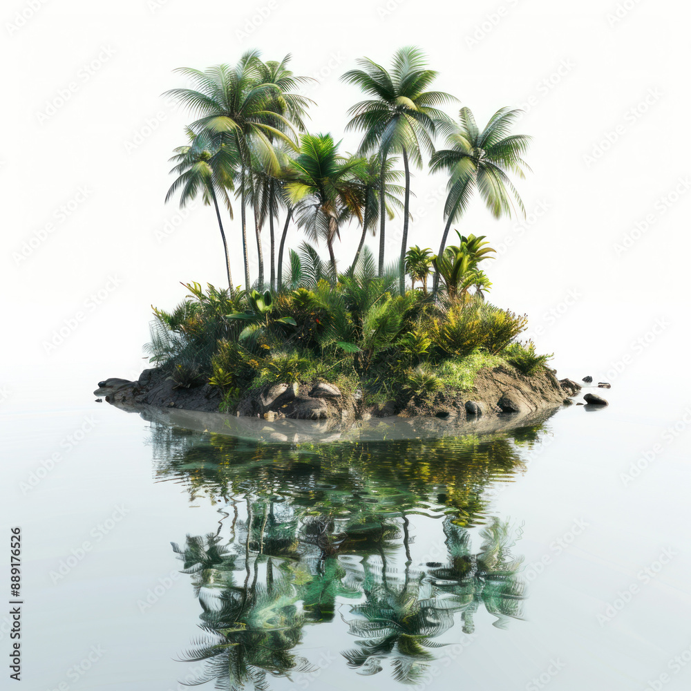 Obraz premium small tropical island with palm trees.