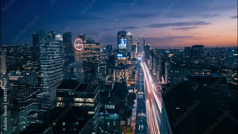 Aerial view of a modern city skyline at night with illuminated skyscrapers and vibrant lights
Aerial view of a modern city skyline at night with illuminated skyscrapers and vibrant lights