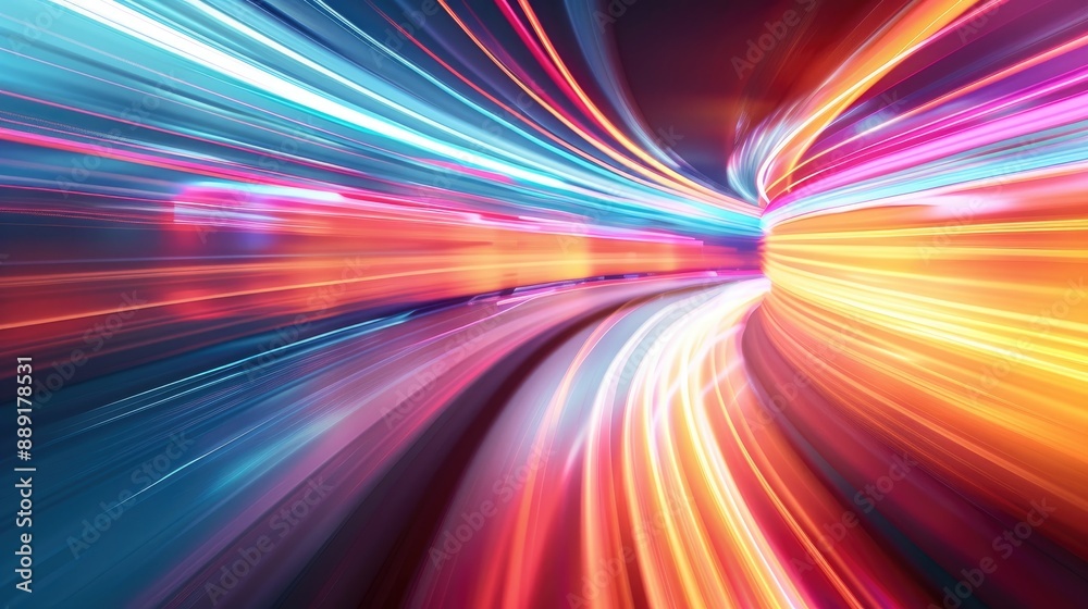 Abstract light trails created by colorful motion blur for background