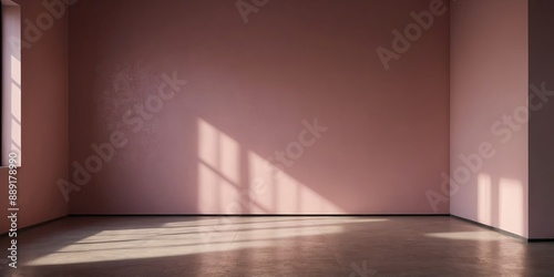 Empty light pink wall with beautiful chiaroscuro Elegant minimalist background for product presentation. AI generated.