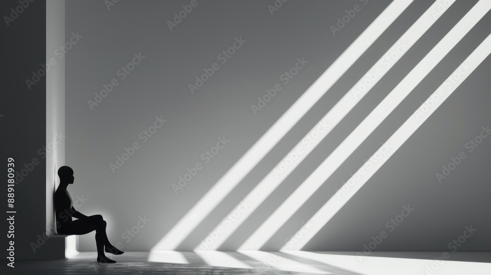 A person sitting alone in a dimly lit room, surrounded by shadows, reflecting the darkness of depression. A person sitting alone in a dimly lit room, surrounded by shadows, reflecting the darkness of depression.