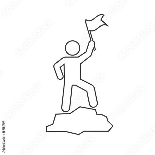 Man adventure flag mountain icon. Element of pictogram adventure illustration