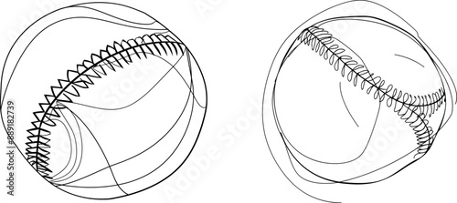 The baseball ball in one line art. Continuous line drawing of the ball, sport, hardball, softball, ball sports, activity,